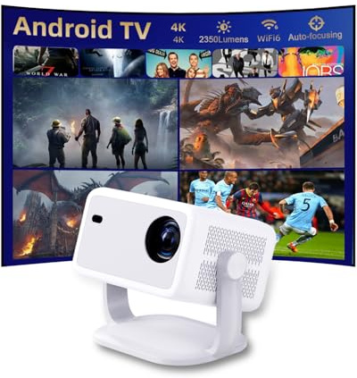 Proyectores inteligentes de 2000 lúmenes, 1080P, Full HD, 4K, HDMI, USB, Android 11, Wi-Fi 6, Bluetooth 5.2, cine en casa con control remoto por voz y enfoque trapezoidal automático para múltiples