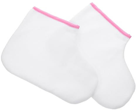 Operitacx Lot de 2 Paquet pour Cire à Pieds en Coton Blanc à Bord Rose, Épais et Thermiques, Protections Réutilisables pour Bain de Paraffine, Soin et Massage des Pieds en Institut Domicile