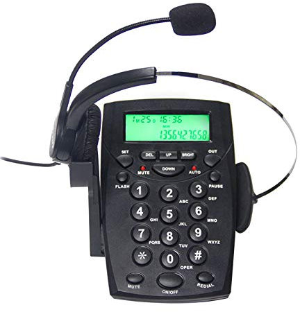 TelPal Corded Call Center Headset Telephone with Dialpad & Monoral Noise Cancelling Headphone HA0021, Wired Analog Home & OfficeTelephone Set Landline