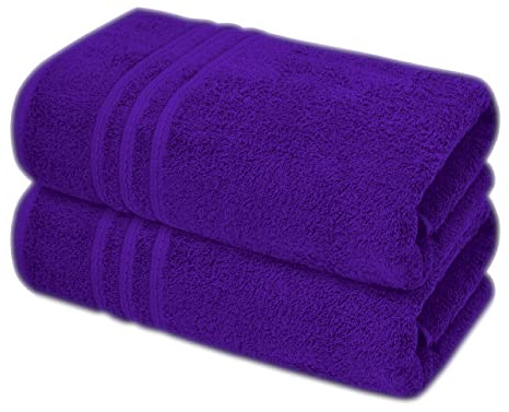 A & B TRADERS Extra Large Jumbo Bath Sheets Pack of 2 | 100% Cotton Bath Towels 85 x 200 cm | Luxury Hotel Quality Oversized Beach Towels | Soft, Thick & Highly Absorbent (Purple)