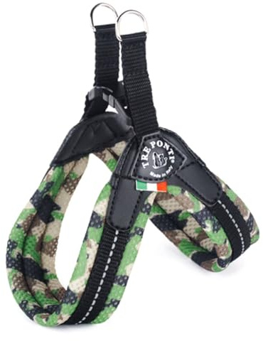 Tre Ponti Geschirr Easy Fit Soft Mesh mit Click Verschluss in div. Farben und Größen, Farbe:Camouflage grün, Größe:Gr 4. / 49-52 cm/bis 14kg