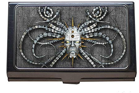 Visitenkartenhalter Brieftasche Kreditkarte ID Fall/Inhaber, Hintergrund Schädel Kopf Scary Gothic Dark Metal, Edelstahl-Kartenhalter
