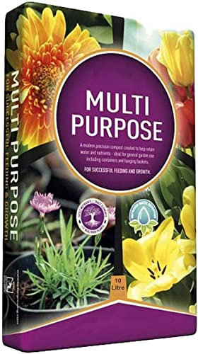 Multi-Purpose Growmoor Compost Soil Contains Nutrients for Plants - Nutrient Rich Compost Mix for Potting, Growing Garden, Plant Beds, Hanging BasketsOutdoor, Indoor Seed Plants (1, 10L)
