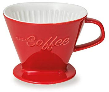 Filtro de Café de Porcelana, Tamaño de Filtro 4 (Rojo) | Disponible en 6 Colores