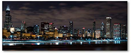 Tulup Acrylglas - 125x50cm - Bild Acrylglas Deko Wandbild Kunststoff/Acrylglas Bild - Dekorative Wand Küche & Wohnzimmer - Chicago bei Nacht