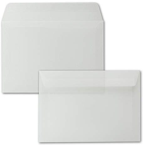 100x Briefumschläge DIN C5 Transparent Weiß - 16,2 x 22,9 cm - Haftklebung - durchsichtige Kuverts für große Einladungen und Karten zum Geburtstag oder Hochzeit