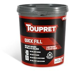 Toupret Quick Fill - Fast-Drying Ready Mixed Interior Filler for Walls & Ceilings - One Coat, No Shrink, No Crack - Quick Wall Repairs, Paint in 30 Minutes - Smooth White Finish - Easily Applied - 1L