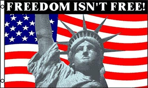AZ FLAG Bandera Estados Unidos La libertad no esta gratis 90x60 cm 2 Ojales | Uso interior y exterior Enseña americana Freedom Isn't Free USA costuras dobles y bordes reforzados con ojales metálicos