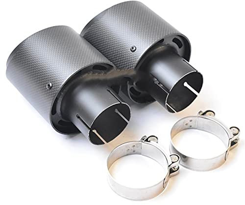 HZJA Auto Auspuffblende Automotive Schwarz Matt Kohlefaser Auspuff Schalldämpfer Endrohrspitze Edelstahl Auspuff Schalldämpfer. Auspuff Endrohre(60-114mm)