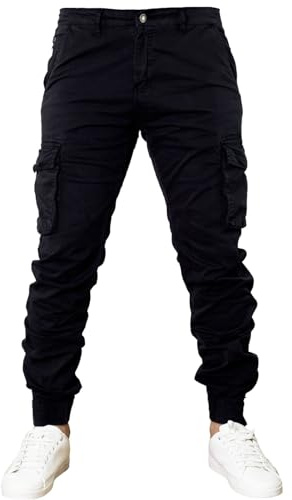 Toocool Pantalons pour Hommes, Pantalon Cargo en Coton pour Hommes, Pantalon avec Poches Latérales, Pantalons de Travail G6538 [34/TG 44,G6570 Noir]