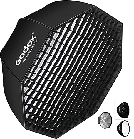 Godox SB-UE - Paraguas octogonal Bowens de 95 cm, reflector de caja de luz con rejilla de panal para flash de fotografía, Studio Speedlite