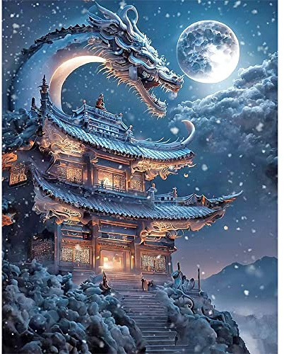 DCIDBEI Square Drill Diamond Painting Drago 40x50 cm kit per Mosaici Perline Drago Puzzle 3D Ai Diamond Dragon Diamond Paint Animali Quadri Diamond Painting Paesaggi Nevicare Paint by Diamonds Adulti