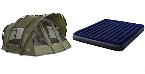 Gebraucht, Lucx® Bivvy Angelzelt Karpfenzelt Leopard, 1, 2, 3 Mann Zelt 10.000mm & Intex Luftbett, 64755, bunt, 183 x 203 x 25 cm