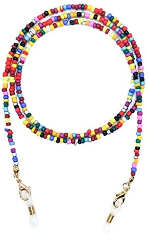 DJLORD Brillenband, Brillenketten for Damen, Bunte Perlen-Brillenhalter, modischer Brillenhalter (Color : Weiß, Size : 1)