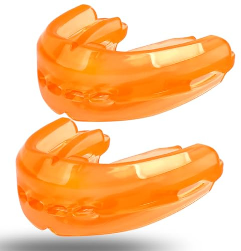 2Pcs Sport Mouth Guard Youth Adult, Mouthguard for Braces, Mouth Guard for Braces for Sports, Soft, No Boil, Football, Jujitsu and Karate