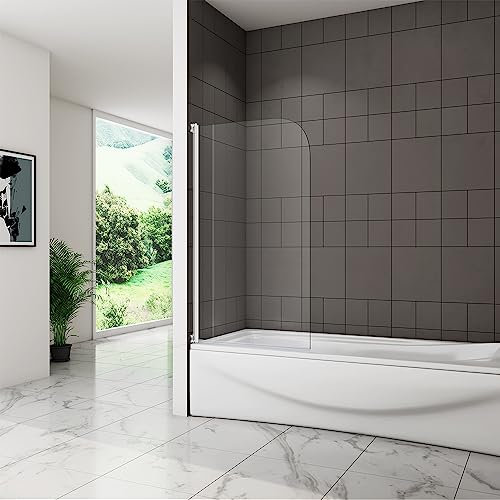 SKY Bathroom Bath Shower Screen 180° Pivot Screen Panel 800x1400mm Tempered Clear Glass