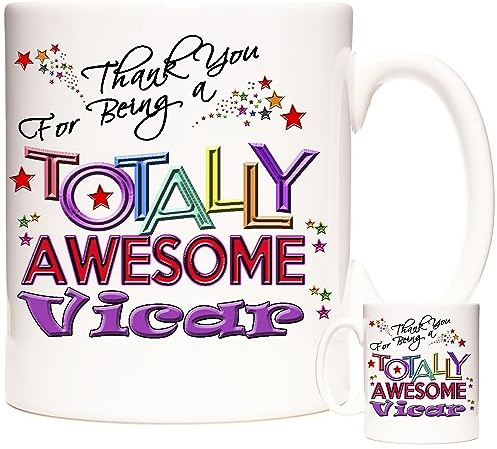 KAZMUGZ Vicar Gift.Ceramic Mug. Thank You for Being A Totally Awesome Vicar. Bridesmaid, Wedding, Religious Gifts.