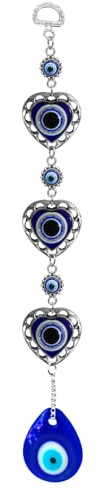 Decoración colgante de mal de ojo azul, amuleto de mal de ojo Nazar para colgar en la pared, protección del hogar y decoración de bendición, Ojo Turco Para Casa (en forma de corazón)