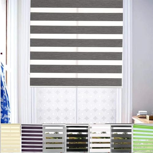 Portable Blackout Blind 45 x 250 cm Höhe Stufenlos Verstellbar Dachfenster Verdunkelungsrollo mit Bohren für Fenster, Dunkelgrau