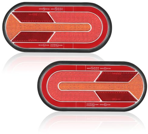 AOHEWEI Luces traseras LED para remolque de 12/24 V, 2 impermeable lámpara de posición de freno, reflector de luz de señal de giro dinámica para RV, caravana, tractor, camión, furgoneta