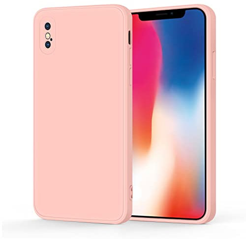 Wanme Handyhülle für iPhone X Hülle, Ultradünne Weiche Flüssigsilikon Hülle, Vollständige Schutzhülle Handyhülle für iPhone XS/iPhone X (Rosa)