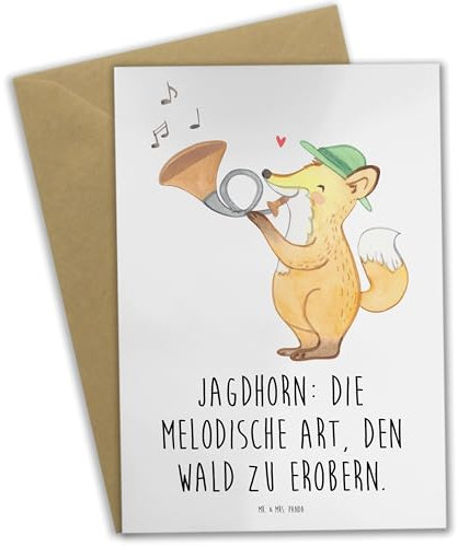 Mr. & Mrs. Panda Grußkarte Jagdhorn Magie - Geschenk, Musik, Lernen, einladungskarten, Instrument, Jagdsignal, Handwerk, glückwunschkarten, musikalische Tradition, genesungskarte, Beileidskarte