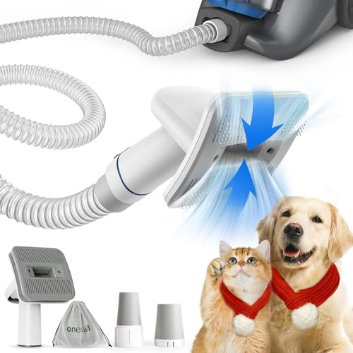 oneisall Hundebürste, Vakuum-Aufsatz, Hundebürste, innovatives Hundepflegeset, 2-in-1, 3,8 cm Schlauchdurchmesser, Universal-Adapter, kompatibel mit den meisten Staubsaugern