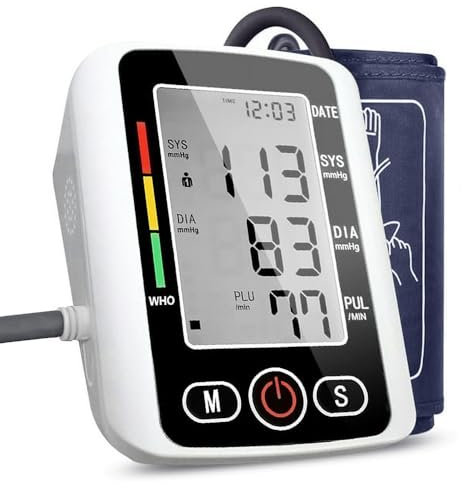 Tensiómetro de Brazo Digital, Tensiometro de Brazo con Brazalete de 22-32 cm, Medidor de Tension Arterial Brazo con Gran Pantalla LED, 2x99 Memoria