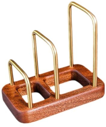 Colcolo Cutting Board Holder Rack, Wood Metal Pots Pan Lids Rack, Chopping Board Organizer Stand for Pan Lids Plates, 16.6cmx10cmx2.5cm