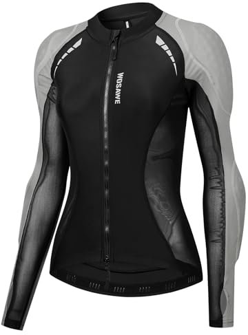 WOSAWE Veste de moto rembourrée en maille pour femme avec armure pour l'été et le sport, Gris, L