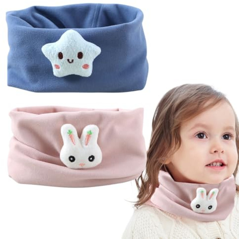 QEXUJOW Schals für Mädchen 2 Packungen Kinderschals für Jungen und Mädchen, Schlauchschal aus Baumwolle, Kreislaufschal, warmer Hals-Multifunktionsschal, Winter, Frühling und Herbst