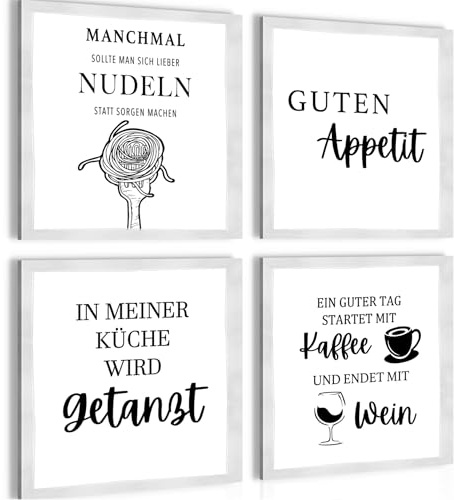 Novart Wandbilder - KEIN EXTRA RAHMEN BENÖTIGT - Küchenbilder Esszimmer - Bilder Modern Küche - Schwarz - N030543b