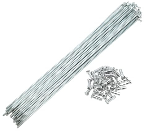 TUCKBOLD 36 Pezzi Raggi per Bicicletta 14G, Raggi per Ruota Bici, con 36 Nipplo Color Argento, Acciaio al Carbonio Zincato