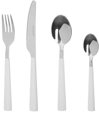 Set 16 posate in acciaio manico bianco Stripes