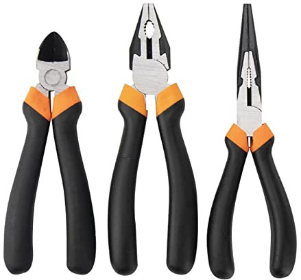 Pinces à bec Long, pinces à bec effilé, pinces multifonctions à nez plat, pinces à bec effilé, coupe-fil, ensemble de trois pièces de 8 pouces