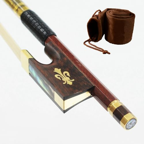 Electric Guitar Pickup Violin Bow 4/4 Hybrid Carbon Fiber Brazilian Rosewood Leather Stick Violin Accessories(Bow and protector)