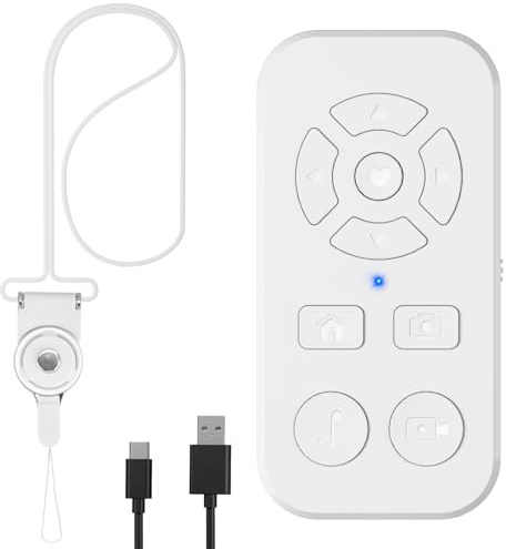 TESECU Bluetooth Fernbedienung, Handy Bluetooth Selfie Remote Control, Fernauslöser Selbstauslöser Fernbedienung für iOS, Android Smartphone (TikTok Weiß - 1pcs)