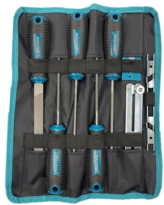 LIBRATON Chainsaw Sharpener Kit, 5/32, 3/16, 7/32 Chainsaw Files, Round Saw Chain File, 6 Flat File, Depth Gauge, Filing Guide, Check Gauge, Bar Groove Cleaner, Pouch, for Chainsaw Sharpening