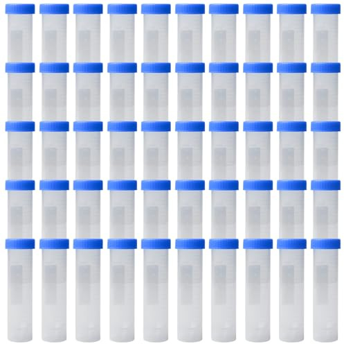 Tubos de centrífuga de plástico de 50 ml, 50 unidades, tubo de ensayo azul, tubo de centrífuga con tapón de rosca, recipiente graduado para experimentos de química de laboratorio, cónico + fondo plano