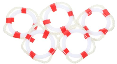 IMIKEYA 5 Stück Rettungsringmodell Hausdekorationen für Zuhause Miniatur Wand spaß plastikenten schwimmboje nautische Dekoration für zu Hause Mini-Rettungsring-Dekorationen rot