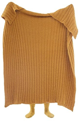 LDZDGD Gemütliche Strukturierte Strickdecke - Weiches Dickes Garn, Dekoratives Gewebtes Muster für Sofa, Bett, Couch und Draußen(Yellow)