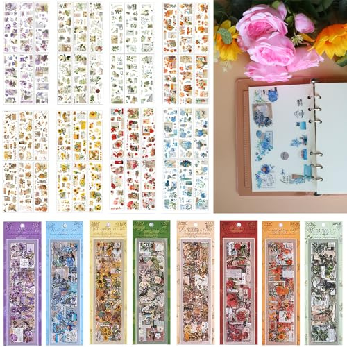 GDJIAJT 556 pezzi/48 fogli di adesivi per scrapbooking, accessori per scrapbook e accessori per scrapbooking, bullet journal, accessori per diario, ecc