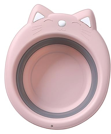 Didiseaon Folding Washbasin Portable Wash Basin for Travel Adorable Cat Shape Creative Cartoon Design for Bath Newborn and Washing up Bowl Needs
