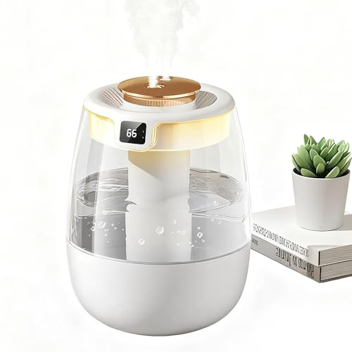 RNPKZ Humidifier for Bedroom, 1.35L Cool Mist Humidifiers with UV Sterilizer & Digital Display, Quiet Air Humidifier with 3 Modes, 360° Rotation Nozzle, Waterless Auto-Off for Home Baby Office
