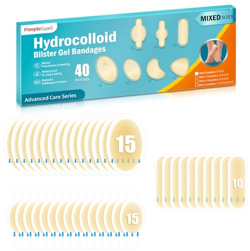 40PCS Cerotti Vesciche Piedi Cerotti idrocolloidali Lunga durata e resistenti all'acqua per Vesciche sulle Tallone e Dita dei piedi
