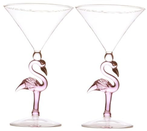 TOYANDONA 2 piezas Copas de Vino Resistentes al Desgaste con Diseño Flamenco Rosa Copas Elegantes para Cócteles y Bodas para Uso Doméstico y Fiestas