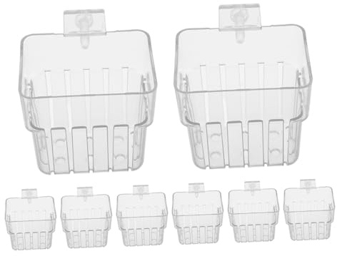 Hohopeti 8 Pièces Panier Hydroponique Transparent pour Aquarium Supports Suspendus pour Plantes Aquatiques avec Crochet Pots Muraux Adaptés Culture et Décoration Aquarium