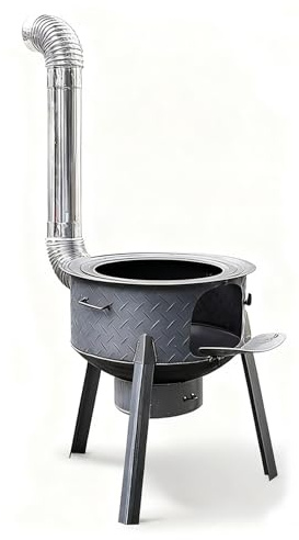 Estufa de Leña Pequeña Camper Patas del Horno Desmontables Estufas de Leña Redondas Pequeñas Puente del Horno Reforzado Ideal para Cocinar y Calentar a Diario(43 * 60cm)