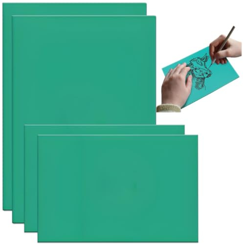 Seutmrou 4 Pezzi Linoleum per Incisione, A5+A6 Piastra in Gomma Morbida, Blocchi per Intaglio del Timbro di Gomma, Stampa Linoleum, Linoleum per Incisione Kit per Timbri Artigianato Progetti di Stampa