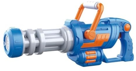 Pistola eléctrica de burbujas Gatling, máquina automática de burbujas con barril giratorio, azul y negro, funciona con pilas, juego al aire libre para niños de 3 años en adelante (azul)